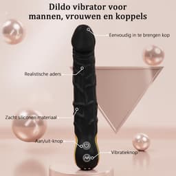 DOWO® - Luxe Realistische Vibrator - 10 Standen - Vibrators voor vrouwen - Waterproof & USB Oplaadbaar - Siliconen Dildo voor Vrouwen & Mannen - vibrator - Sex toys - Zwart - L(22cm) — thumbnail 2