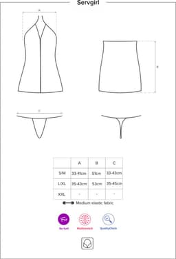 Obsessive Serveerster - Erotische Rollenspel Kleding - Maat S/M - Zwart — thumbnail 3