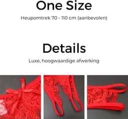 Sexy String met Open Kruis - Zwart - Ontwerp met Kant - Erotisch Design met Strik - One Size String - Dames Onderbroek - Lingerie / Ondergoed — thumbnail 2
