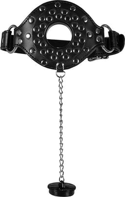 Shots Open Mouth Gag met Stop – Verstelbare BDSM Mondknevel met Hoofdtuig – Zwart — thumbnail 3