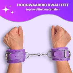 JT Products Bondage Handboeien Paars Erotiek Set voor BDSM - Seksspeeltjes Set Voor Koppel - Lederen Handboeien & Metalen Ketting - Sex Toys Kado - Seks Cadeau Hem & Haar - Kinky Cadeautjes Volwassenen - Erotisch Verjaardag Cadeautje Mannen & Vrouw — thumbnail 4