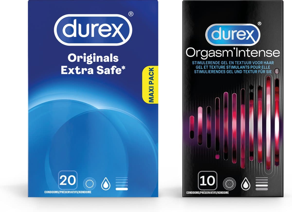 Durex - 30 Condooms - Extra Safe 20 stuks - Orgasm Intense 10 stuks - Voordeelverpakking — afbeelding 1