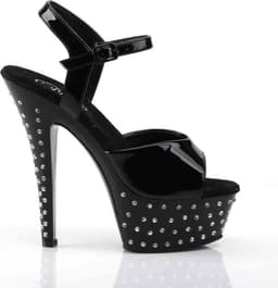 Pleaser - STARDUST-609 Sandaal met enkelband, Paaldans schoenen - Paaldans schoenen - 36 Shoes - Zwart — thumbnail 5