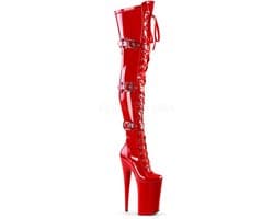 Pleaser - BEYOND3028 Plateau Overknee Laarzen - Paaldans schoenen - 35 Shoes - Rood