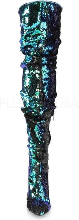 COURTLY-3011 - (EU 44 = US 13) - 5 Ruched Sequined Thigh High Boot, 1/3 Side Zip — thumbnail 2