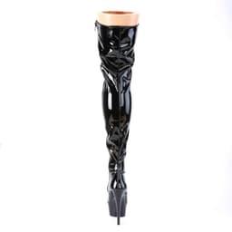 EU 38 = US 8 | DELIGHT-3023 | 6 Heel, 1 3/4 PF Lace-Up Stretch Thigh Boot, Side Zip — thumbnail 4