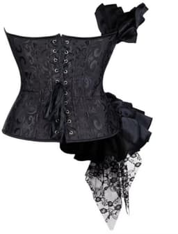 Dames Corset Top – Strapless Bustier met Sweetheart Halslijn, Jacquard, Veterdetail, Taille Cincher en Gothic Lingerie - Wit - Maat M — thumbnail 4