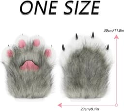 Hond Hoofd Masker Nieuwigheid Pluche Staart Klauw Poot Wanten Handschoenen Set Halloween Party Maskerade Kostuum Cosplay — thumbnail 3