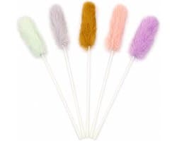 5-delige Set Interactief Kattenspeelgoed - Natuurlijke Kattenhengel van Echte Konijnenvacht - Licht & Duurzaam Speelgoed om Jachtinstinct te Stimuleren