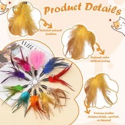 10 stuks kattenspeelgoed, veren met belletjes, interactief speelgoed voor katten, veerspeelgoed van natuurlijke veren, navulverpakkingen voor kattenspeelgoed voor beweging, interactief spel — thumbnail 3