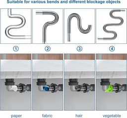 Drain Cleaner, 2 Pieces, Spiral, Drain Cleaner, 3 m and 2 ft, Drain Spiral, Pipe Cleaner, Spiral, Pipe Cleaner, with - ShopVlot — thumbnail 3