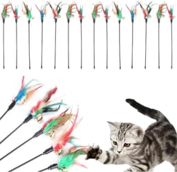 Veer, 14 stuks kattenspeelgoed, kattenhengelveer, kattenvissen, stabiel, interactief kattenspeelgoed, interactief kattenspeelgoed voor kittens — thumbnail 1