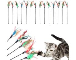 Veer, 14 stuks kattenspeelgoed, kattenhengelveer, kattenvissen, stabiel, interactief kattenspeelgoed, interactief kattenspeelgoed voor kittens