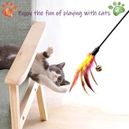 Set van 6 veren toverstokken voor katten - variabele kleur - gekleurde veren - voor katten en kittens — thumbnail 4