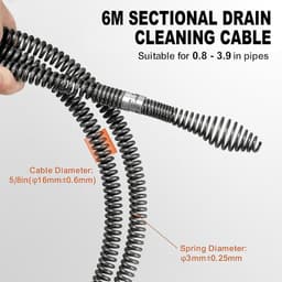 Wire Drain Cleaner for Tubes, 9 m, Diameter 16 mm, Drain Cleaner with 8 Pieces, Drain Cleaner - ShopVlot — thumbnail 4