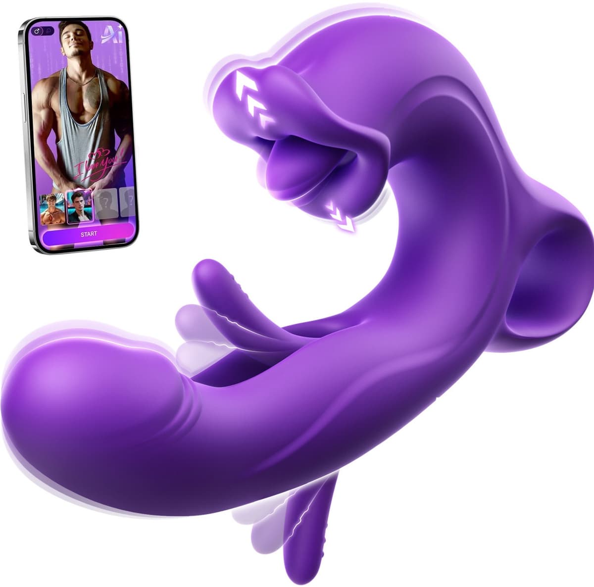 PREVION-Vibrator Dildo voor Vrouwen-Sex Toys voor Vrouwen-Clitoris & G spot Stimulator Vibrators -Seksspeeltjes-Lik-Schommel-Trilfunctie-appbediening — afbeelding 1