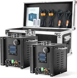 Podiumeffectmachine met twee 750 W effectapparaten met flightcase en afstandsbediening voor Halloween, Kerstmis, bruiloften, sportevenementen — thumbnail 2