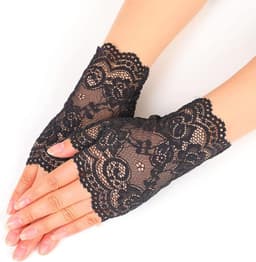 Handschoenen zonnebrandcrème handschoenen kant halve vinger handschoenen vingerloze kanten handschoenen kort garen mesh hand sok handschoenen (zwarte dunne handschoenen 1) — thumbnail 1