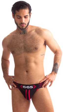 665 - Rally Jockstrap-Verkrijgbaar in 5 maten - Zwart/Rood XXL — thumbnail 2