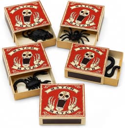 Halloween-decoratie-geschenkdoos, set van 5, griezelige luciferdoosje met rubberen spin, robuust afsluitbaar voor snoep, ideaal als verrassingsdoos voor trick-or-Treat & feest — thumbnail 1
