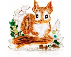 Emaille Eekhoorn Broche Schattig Zinklegering Dieren Spelden voor Vrouwen Jassen Truien Sjaal