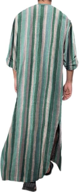 Islamitische heren abaya moslim zakken gebedskleding robe lang Arabisch linnen uitsparing Djellaba A9 — thumbnail 2