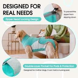 Herstelpak voor grote honden, rekbaar ademend chirurgisch pak voor honden, hondenpak na operatie, anti-likken herstelpak voor labrador golden retriever husky groen, 2XL — thumbnail 4