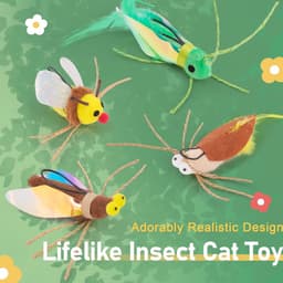 Reserveveren voor kattenhengel, 4 stuks, insectenspeelgoed met veren voor katten, schattige kattenhengel, reserveveren, interactief kattenspeelgoed voor kittens — thumbnail 4