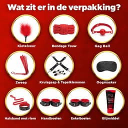 Toys Hub® Luxe BDSM Set met Glijmiddel voor Koppels - Bondage - Oogmasker – Zweep – Tepelklemmen - BDSM Extreme – Sex Toys Couples – Verstelbaar - Premium Opbergtas — thumbnail 3