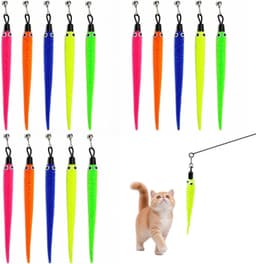 15 stuks kattenspeelgoed, vervangend kattenspeelgoed, interactief pluche met veren voor katten, meerkleurig, voor training en fysieke beweging — thumbnail 1