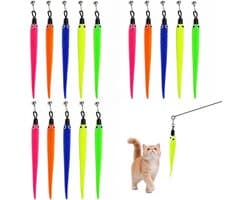 15 stuks kattenspeelgoed, vervangend kattenspeelgoed, interactief pluche met veren voor katten, meerkleurig, voor training en fysieke beweging