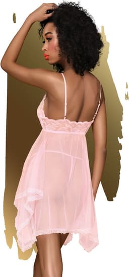 Penthouse Lingerie Naughty Doll - Erotische Babydoll - Maat M/L - Roze — thumbnail 2