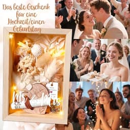 Romantisch geldcadeau met eeuwige bloemen en houten doos voor hem en haar — thumbnail 2