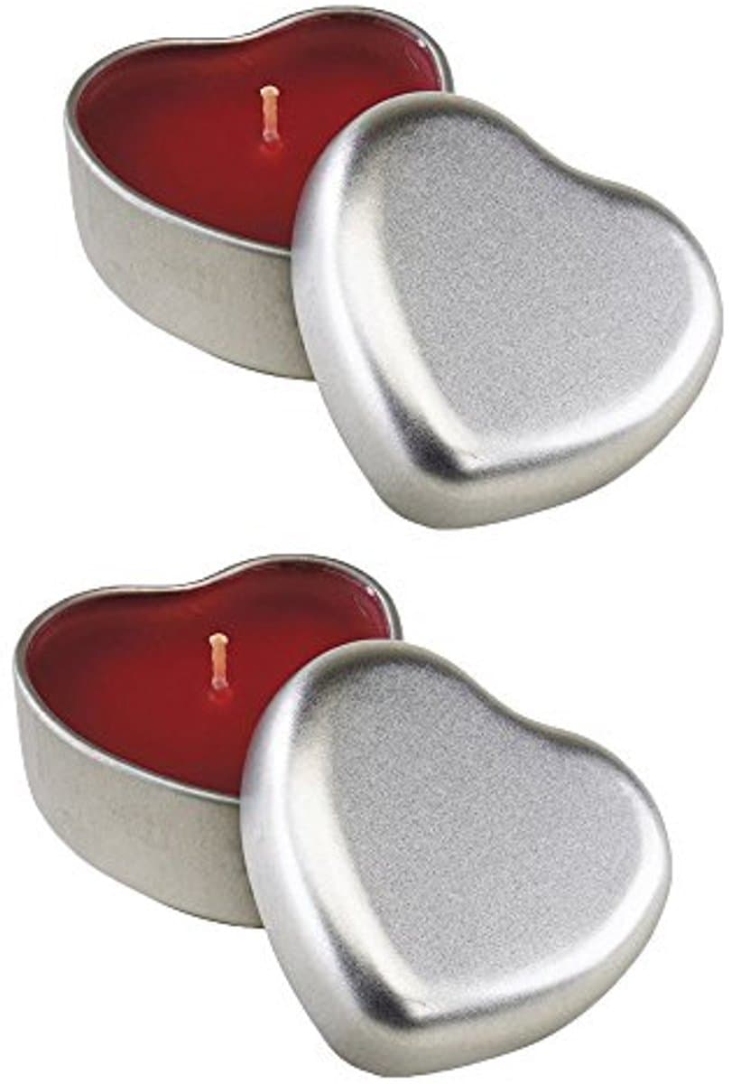 2-delige hart kaarsenset in metalen doos - Geschenkidee voor Valentijnsdag - Vanille geur — afbeelding 1