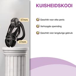 JustFun Chastity Cage - Maat L - Peniskooi - Kuisheidskooi voor Mannen - Seksspeeltjes voor Koppels - Sex Toys - Zwart — thumbnail 2