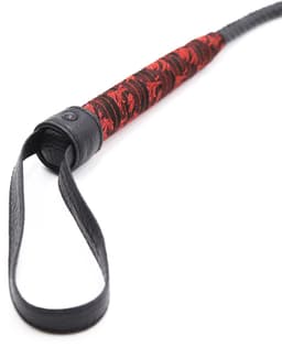 Smart Moves - Lange Bullwhip - 106 cm - Brokaat Kanten Handvat - Zwart/Rood — thumbnail 2