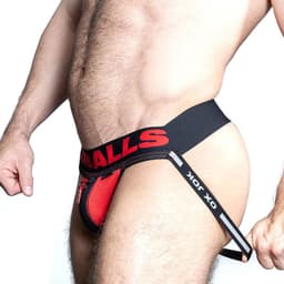 Oxjok Fisterjock - 3D Rubber Fist Jockstrap - Zwart/Rood L — thumbnail 4