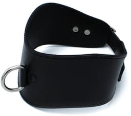 Kiotos - Gecontourde Zwarte Lederen Posture Collar met D-Ring — thumbnail 2