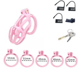 Rimba Toys - P-Cage PC02 - Kunststof Kuisheidskooi - Peniskooi - Chastity - Roze - Verkrijgbaar in 3 maten — thumbnail 6