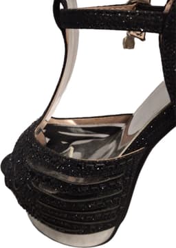JUMEX- EROTISCHE PUMP-BLACK-STRASS-SILVER STILETTO HEEL-39 — thumbnail 6