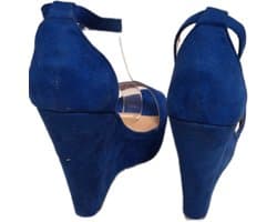 CH.CREATIONS-EROTISCHE PUMP-SLEEHAK/ 12 CM-PLATEUZOOL 3 CM- BLEU-38