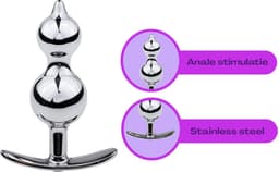 Cupitoys® Metalen buttplug - Zilver - Diamant paars - Anker - Beads - Sex toys voor vrouwen - Sex toys voor mannen - Buttplugs — thumbnail 2
