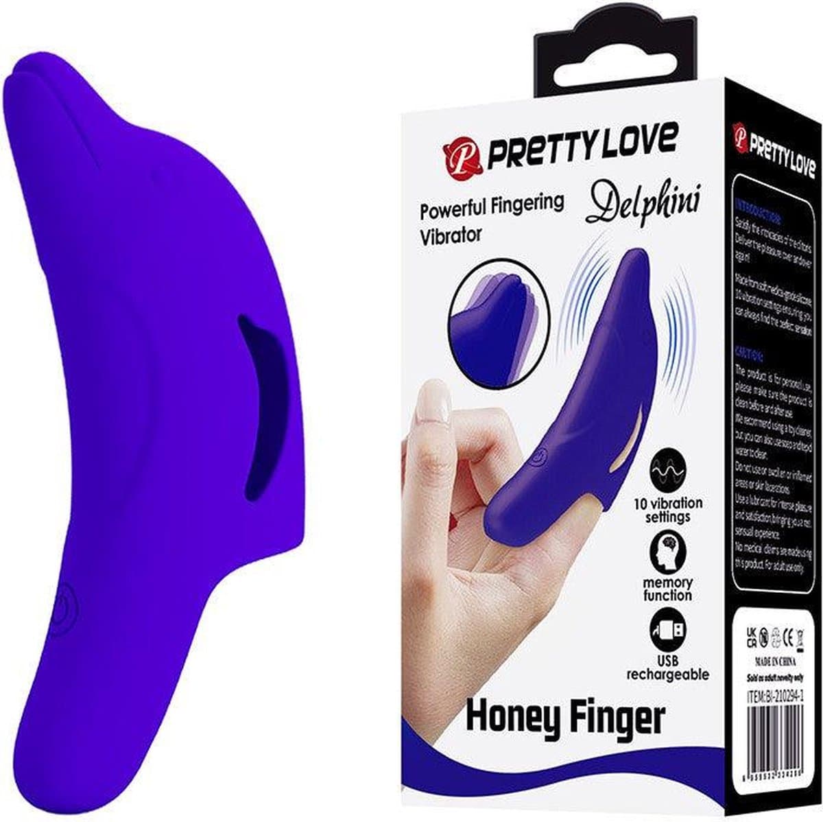 Pretty Love - Delphini - Vinger Vibrator - Paars - Siliconen - USB Oplaadbaar - 10 standen — afbeelding 1
