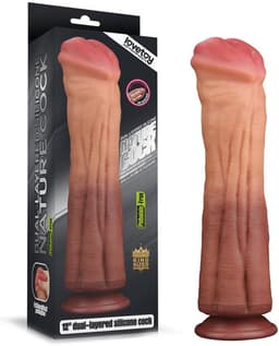 Lovetoy - XXL Dildo - Dual layered Platinum Silicone Cock - 30 cm lang en modder vet — thumbnail 18