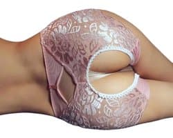 Sexy Kanten Open Kruis Slipje - Transparant Lingerie voor Vrouwen - Roze