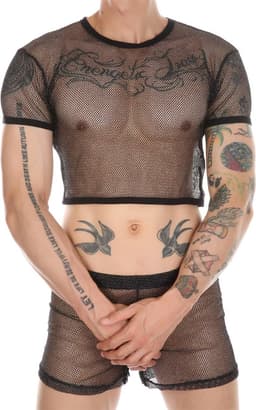 Transparante kleding set erotisch - Shirt en Short - Mannen - Sexy outfit - Clubwear - Lingerie — thumbnail 1