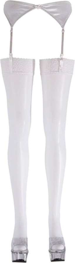 Cottelli Collection – Jarretel Kousen met Sexy Motief Langs Rand voor Onschuldig Uitstraling – Maat S – Wit — thumbnail 6