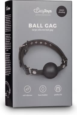 EasyToys - Ball Gag met Grote Siliconen Bal - BDSM - BDSM Toys - Sex Toys voor Vrouwen en Mannen - Balgag - Erotisch Spel - Zwart — thumbnail 2