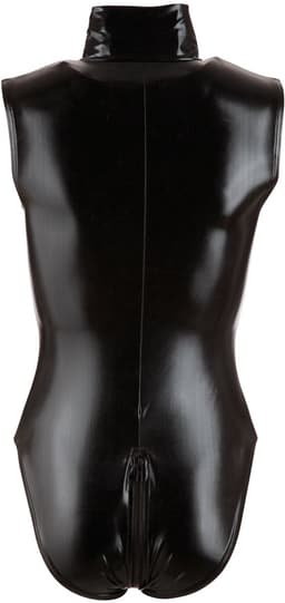 Cottelli Collection – Sexy Body met Verfijnde Wetlook met Korte Mouwen en Dubbele Rits voor Pure Seductie – Maat S – Zwart — thumbnail 9