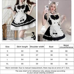 Maid dress zwart-wit - schattige kat Franse maid outfit - met schort en haarband - perfect voor Halloween - ShopVlot — thumbnail 2